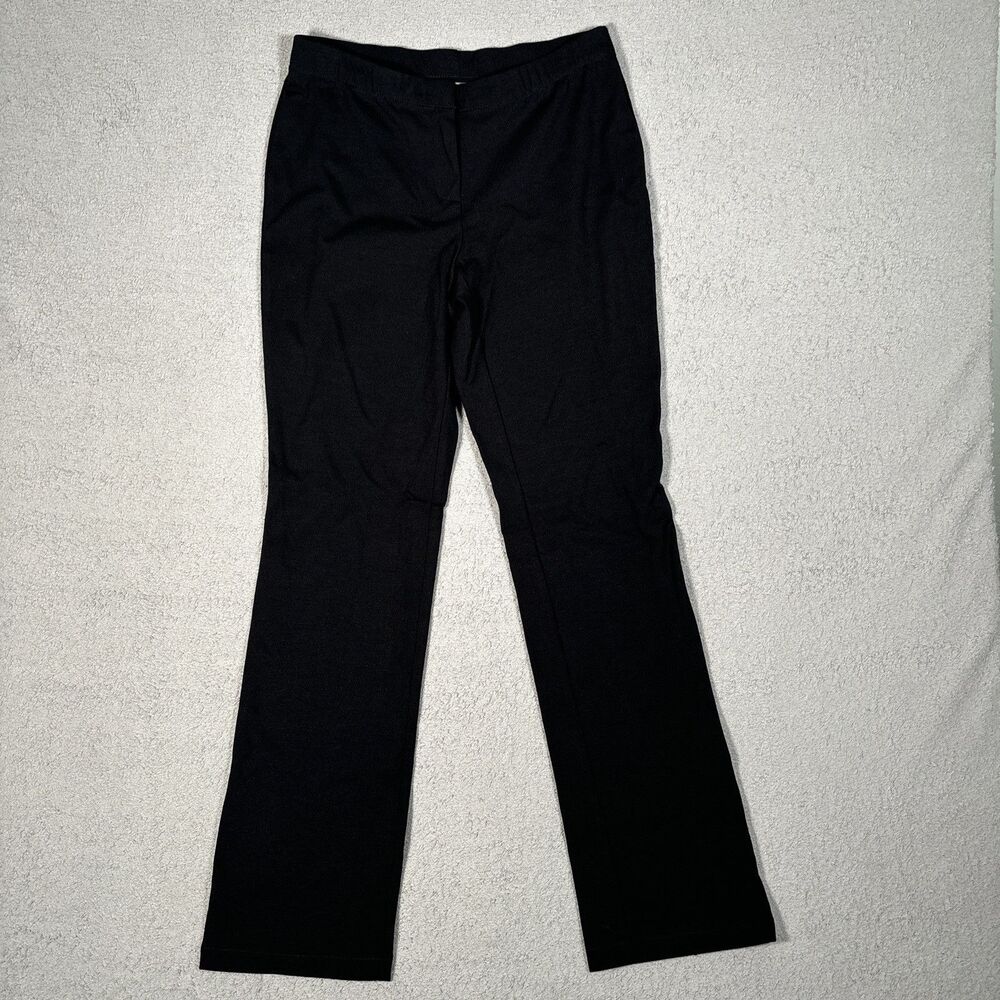 J Jill Women's Stretch Petite Size 4 Black Elastic Waist Zip Up Black Pants